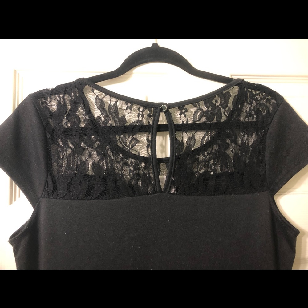 Black Mini-Dress with Lace Detail - Picture 5 of 5